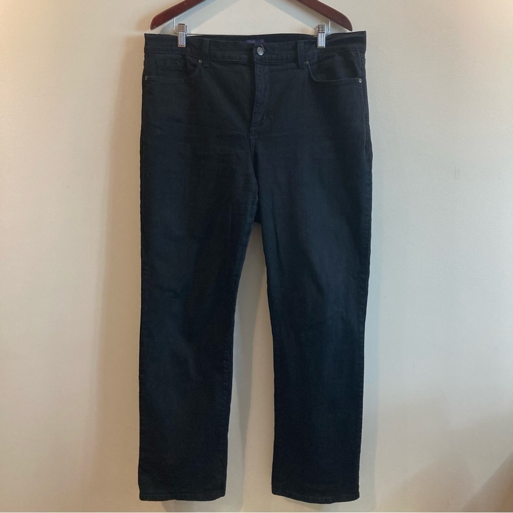 NYDJ Sz 18 Straight Lift Tuck Technology High Rise Black Jeans